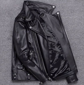 Veste de moto en cuir de vache d'hiver en gros pour hommes, imperméable, respirante, grande taille, col montant, fabrication pakistanaise, haute qualité - Product Image 4