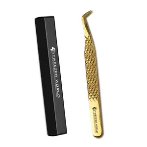 Diamond Grip Gold Dust Mega Volume Lash Tweezers for Professional Eyelash Extension OEM Private label 650pcs stock Available