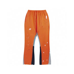 Streetwear personnalisé imprimé éponge française pantalon évasé pour hommes coton de haute qualité unisexe jambe large patch travail pantalon baggy - Product Image 3