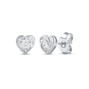 Pendientes de tuerca solitarios con diamante de corte redondo Reflections Heart, diamante cultivado en laboratorio de 0.13 ct en oro macizo de 10K, para bodas y fiestas. - Product Image 3