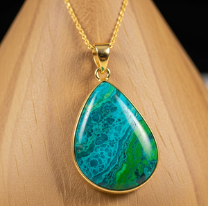 Chaîne en argent Sterling 925 de qualité supérieure avec pendentif chrysocolle naturelle bohème forme de goutte ovale cristal de guérison cadeau de mode - Product Image 5