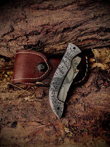 มีดพับปลอกหนังและด้ามจับทำด้วยมือทำจากสเตนเลสงาน D2ออกแบบได้ตามที่ต้องการ - Product Image 6