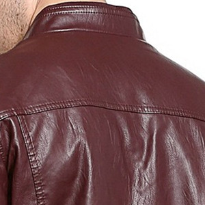 Venta al por mayor de los hombres de la moda de la calle de manga larga prendas de vestir de cuero chaqueta transpirable cremallera moto abrigo con piel de oveja logotipo frontal - Product Image 4