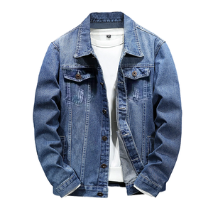 Veste en jean délavée confortable pour hommes, coupe ajustée, saison d'hiver, veste en jean décontractée pour hommes de grande taille - Product Image 1
