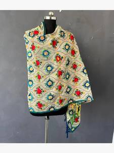 Phulkari Dupatta en coton pour adultes avec broderie en fil et motif floral pour filles - Product Image 6