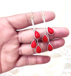 Nouveau à la mode rouge Onyx goutte boucle d'oreille boucle d'oreille à la main en gros 925 boucle d'oreille en argent Sterling pour cadeau d'anniversaire - Product Image 1