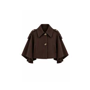 Dugme Detay Crop Pelerin Trenckot - Marrom - Marrom - Product Image 3