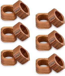 Anneaux de serviette en bois durables et faits à la main, écologiques, pour les fêtes, les mariages, style campagnard, décoration de table à manger, accessoires - Product Image 4