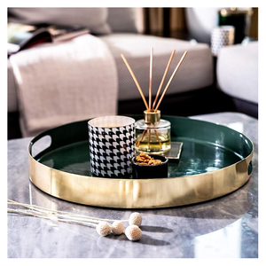 Bandeja de espejo de servicio lujosa dorada, decoración de Metal para el hogar, joyería de Perfume, bandejas de almacenamiento decorativas de lujo - Product Image 3