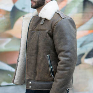 Veste en peau de mouton exclusive pour hommes Sherpa intérieur finition en cuir de qualité supérieure vêtements d'extérieur chauds pour l'hiver et le confort extérieur - Product Image 6
