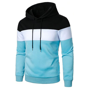 Sudadera con capucha de manga larga para hombre, Sudadera con capucha de lana suave mezclada multicolor con cordones - Product Image 1