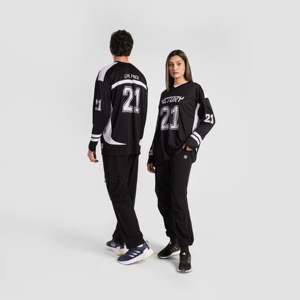 Conjunto de Camiseta de Fútbol Sublimada Striker, Mangas Largas (Negro), Talla XL, Poliéster, Patrón Impreso, Número, Camiseta y Pantalones Cortos - Product Image 1