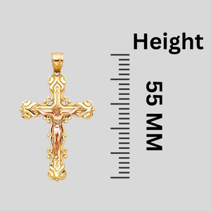 Lujoso 14K dos tonos rosa amarillo chapado en oro clásico Cruz crucifijo lujo religioso cristiano colgante para niños moda - Product Image 5