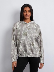 Haute qualité surdimensionné femmes hiver Streetwear à capuche goutte-épaule pull polaire acide lavé avant imprimé - Product Image 2