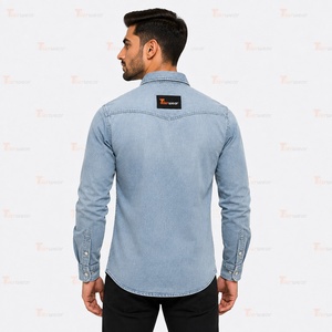 Camisas de mezclilla para hombre al por mayor, camisas casuales personalizadas con botones, camisas de trabajo de mezclilla de algodón de manga larga, fabricante de camisas de moda. - Product Image 4