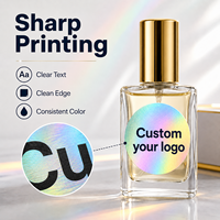 Label Parfum Holografik Kustom Stiker Tahan Air Logo Kustom untuk Botol Parfum Kaca Persegi