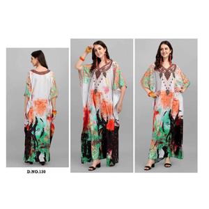 Exclusif fantaisie imprimé fleuri polyester crêpe femmes longueur au sol caftan conception lourde maillots de bain Promwear Collection pakistanais - Product Image 6
