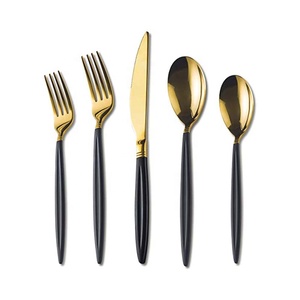 Ensemble de couverts en acier inoxydable plaqué or, style occidental moderne, vaisselle design - Product Image 3