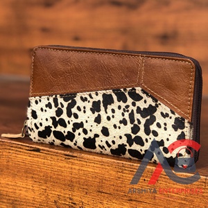 Véritable fait à la main imprimé animal fourrure cuir portefeuilles vente à chaud femmes Unique en cuir de vachette Western vente en gros coques de téléphone pochette - Product Image 1