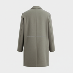 เสื้อโค้ทขนสัตว์สีเทาเข้มสำหรับผู้ชายสุดหรู บริการสั่งตัดพิเศษแบบ OEM และเสื้อผ้าแบรนด์ส่วนตัว - Product Image 2