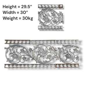 Barandilla Decorativa Moderna de Hierro Fundido y Aluminio, Sin Marco, Ajustable, Resistente al Agua y al Óxido, Diseño Floral, Acabado Pulido Gris Brillante para Balcón - Product Image 3