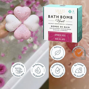 Juego de Bombas de Baño Orgánicas de Lujo, 4 Bombas de Baño en Forma de Corazón con Aroma a Rosa <span class=keywords><strong>Japonesa</strong></span> para el Cuerpo, Caja de Regalo OEM ODM para el Día de San Valentín - Product Image 1