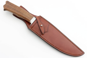 Vente chaude Meilleure Qualité San Mai En Acier Au Carbone Bowie Couteau Manche En Bois Chasse, Camping, Couteaux De Plein Air avec Gaine En Cuir - Product Image 6