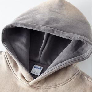 Custom Heavyweight Oversized <b>Zip</b> Fleece Pullover for Men Vintage Acid Wash Design Distressed <b>Pocket</b> Streetwear <b>Hoodie</b> Sweatshirt - Product Image 3