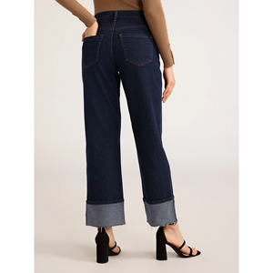 Pantalon jeans évasé pour femmes taille haute 100% coton de conception OEM sur mesure Stock de surplus de printemps denim lavé écologique et respirant - Product Image 6