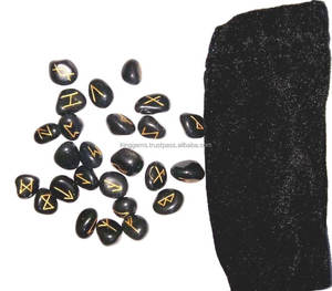 ENSEMBLES DE RUNE D'OBSIDIENNE NOIRE NATURELLE Offre Spéciale DE MEILLEURE QUALITÉ CRISTAUX DE GUÉRISON 25 PIÈCES ENSEMBLE DE RUNE EN AGATE - Product Image 6