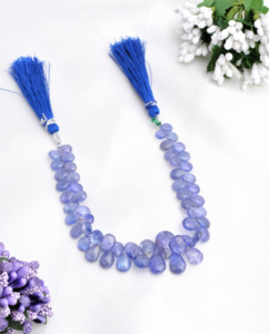 Perles lisses en Tanzanite naturelle, 8 pouces, perles en forme de goutte d'eau en Tanzanite naturelle pour la création de bijoux fins, perles de qualité supérieure - Product Image 1