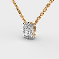 Pendentif solitaire en diamant ovale cultivé en laboratoire certifié IGI, en or jaune/blanc/rose 18 carats, pendentif classique minimaliste pour femmes