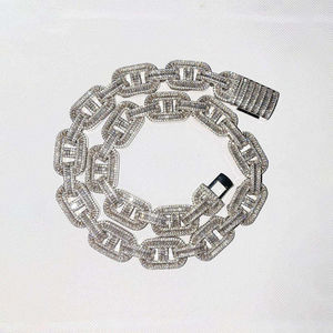 14K 18K oro blanco Iced VVS Moissanite diamante cubano enlace collar Baguette corte fino diamante cadenas para hombres mujeres regalo - Product Image 1