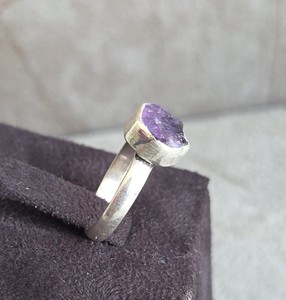 Natural Amethyst <b>Statement</b> <b>Ring</b> Irregular Boho Chic Style Unisex Wedding Anniversary Timeless Band Piece Sterling Silver - Product Image 4
