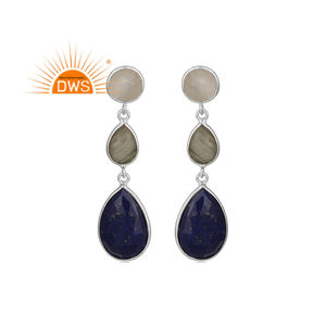 Meilleure vente de boucles d'oreilles en argent sterling avec pierres précieuses naturelles multiples fabricant de bijoux personnalisés - Product Image 4