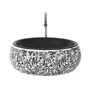 Articles sanitaires OEM en céramique de qualité pour exportation-Lavabo de table à modèle rond rétro de couleur dorée, vente chaude, fabriqué en Inde - Product Image 5