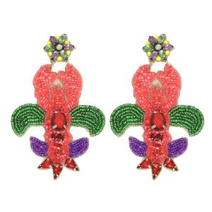 Pendientes de festival de moda para mujer con bordado de cuentas artísticas elaborado con cuentas de vidrio 100% para un aspecto elegante - Product Image 5