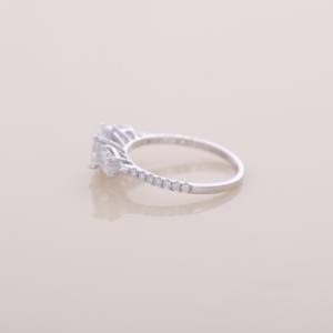 IGI Certified Oval Cut Lab Grown Diamond Three Stone Engagement / Wedding Ring in <b>Solid</b> 925 Sterling <b>Silver</b> - Product Image 2