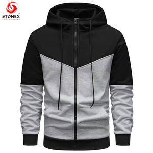Ensemble de survêtement pour homme en vente chaude, hiver, coton de haute qualité, uni, léger et respirant, sweat à capuche zippé, style 2025, impression de logo personnalisée - Product Image 2