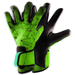 Gants de gardien de but avec paume en latex noir lisse, dos en maille géométrique bleue et noire injectée de silicone 3D - Product Image 4