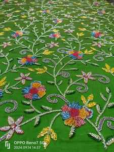 ผ้าทูลผ้าฝ้ายปักด้วยมือเป็นมิตรกับสิ่งแวดล้อมผ้าโปร่ง100% ปักด้วยมือสไตล์ไขว้แบบ120 "ความกว้างของนักออกแบบที่เป็นมิตรกับสิ่งแวดล้อม - Product Image 4