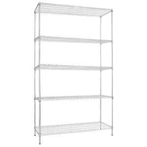 Steel Wire Shelving Unit - 1200x450mm - 5 <b>shelves</b> - <b>Chrome</b> - Product Image 1