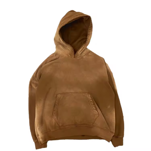 Sudadera Corta Lisa de Alta Calidad para Streetwear, Fabricantes de Ropa Holgada de Moda, Sudadera Personalizada con Lavado Potásico y Efecto Desgastado para Hombre - Product Image 1