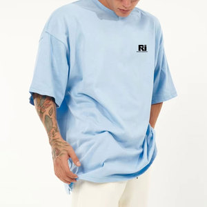 เสื้อยืดคอกลมผ้าคอตตอนแบบหลวมสำหรับผู้ชายพิมพ์ลายโลโก้100% - Product Image 2