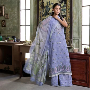 Punjabi ชุดสูทสามชิ้นสำหรับผู้หญิงพิมพ์ลายดิจิทัลชอลวาร์ชชอลวาร์ - Product Image 1