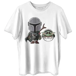 Baby Yoda De Mandalorian Star Wars Hoge Kwaliteit Aangepaste Grafische Bedrukte Mannen T-Shirt 100% Katoen Groothandel