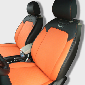 Funda de asiento de coche Cuero Tipo de exportación Calidad Precio razonable Material inodoro Ajuste naranja con color negro Fabricación de Vietnam - Product Image 4