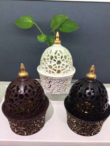 Handmade Wholesale Middle Eastern Style Luxury Ceramic Home Decoration Brown And Black <b>Incense</b> <b>Burner</b> - Product Image 3