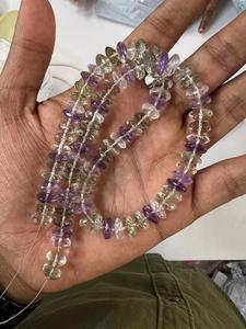 Vente en gros de belles perles de pierres précieuses en forme de rondelle multi-facettes de coupe allemande naturelle 7-9mm pour la fabrication de bijoux collier - Product Image 2