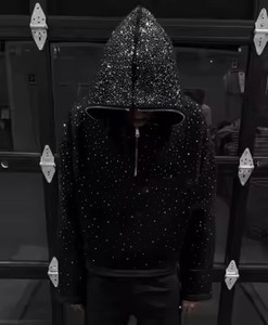 2025 Sweats à capuche Streetwear personnalisés en gros: sweats à capuche noirs de couleur unie, 33 couleurs, sweats à capuche pour hommes doublés de polaire de 345g - Product Image 3